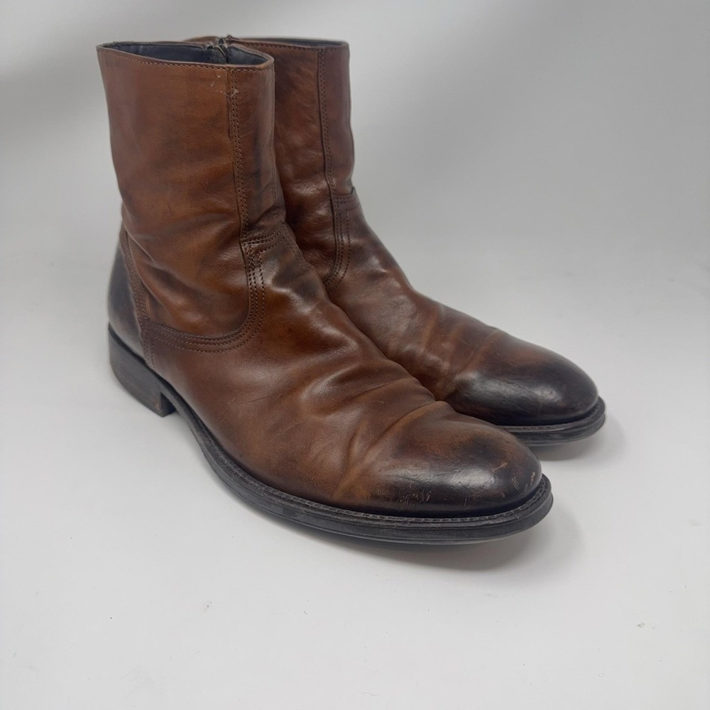To Boot New York Boots Mens Size 11 Adam Derrick Brown Leather Side Zip  Italy
